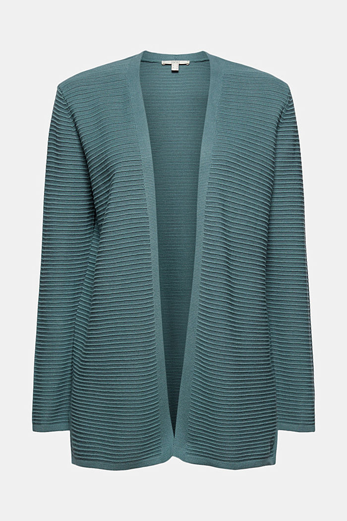 Open ribbed cardigan made of organic cotton