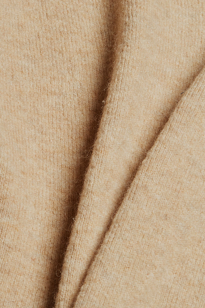 Sisältää villaa: neule V-pääntiellä, SAND, detail image number 4