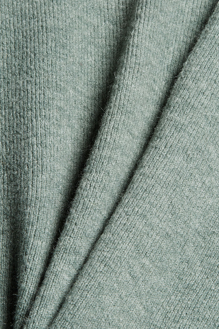 Met wol: trui met V-hals, DUSTY GREEN, detail image number 4