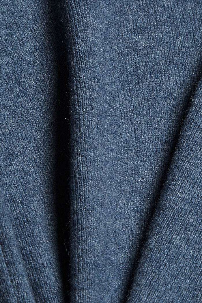 Con lana: jersey de cuello en pico, GREY BLUE, detail image number 4