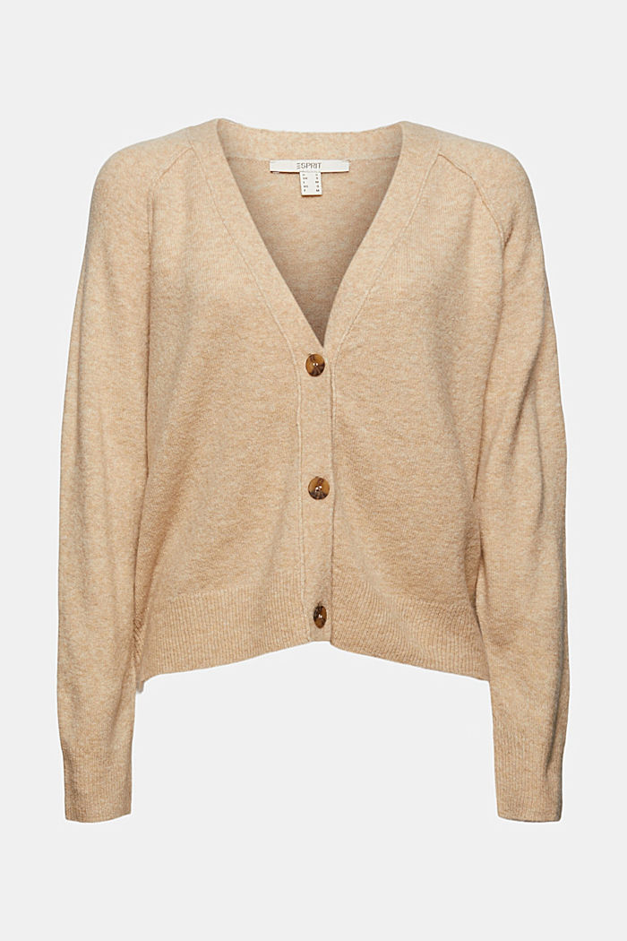 Mit Wolle: V-Neck Cardigan, SAND, overview