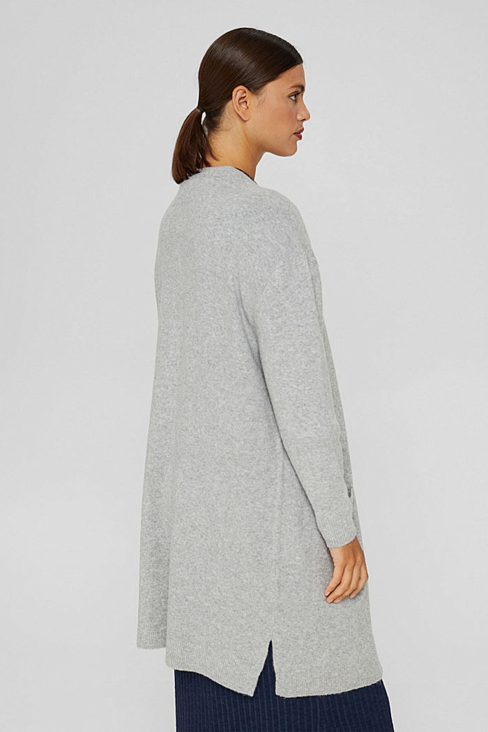 Mit Wolle: offener Cardigan in Longform, LIGHT GREY, detail image number 3