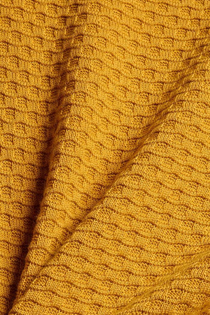 Pull-over à la texture gaufrée, 100 % coton, HONEY YELLOW, detail image number 4