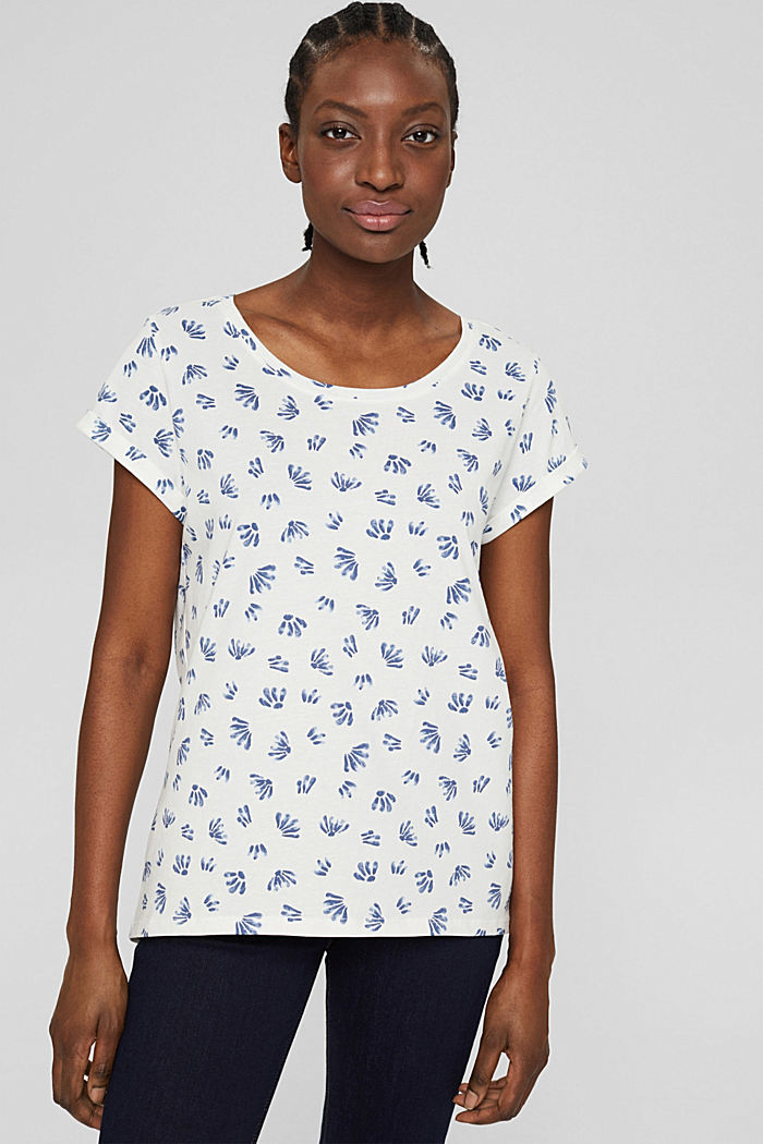 T-shirt à imprimé, 100 % coton biologique, BLUE LAVENDER, detail image number 0