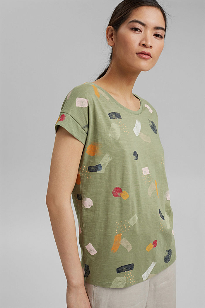 T-shirt basique, 100 % coton biologique, LIGHT KHAKI, detail image number 0