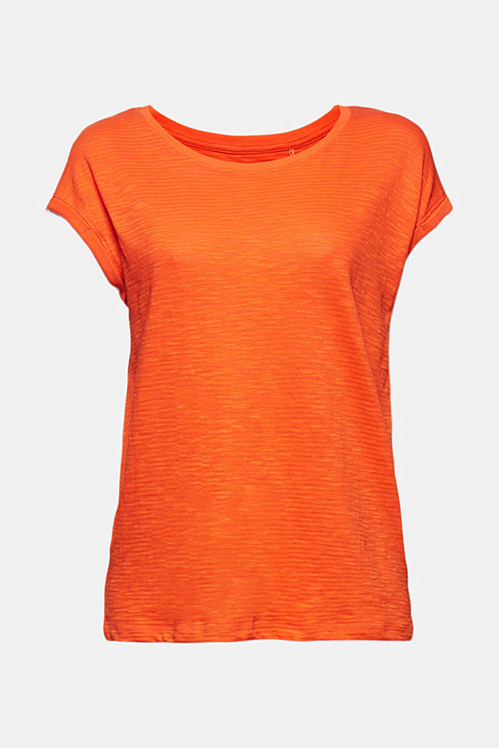 Gerecycled:-shirt met organic cotton, ORANGE RED, overview