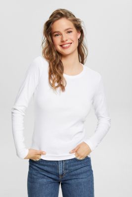 ESPRIT Round neck long sleeve top made of 100 organic cotton at our