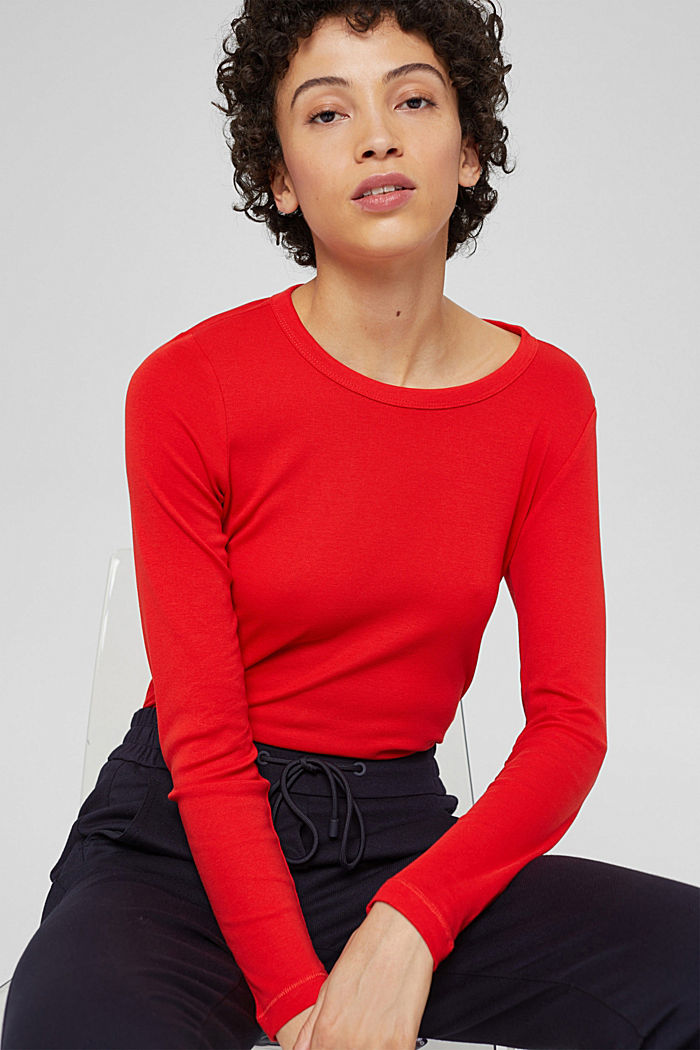 Round neck long sleeve top made of 100% organic cotton