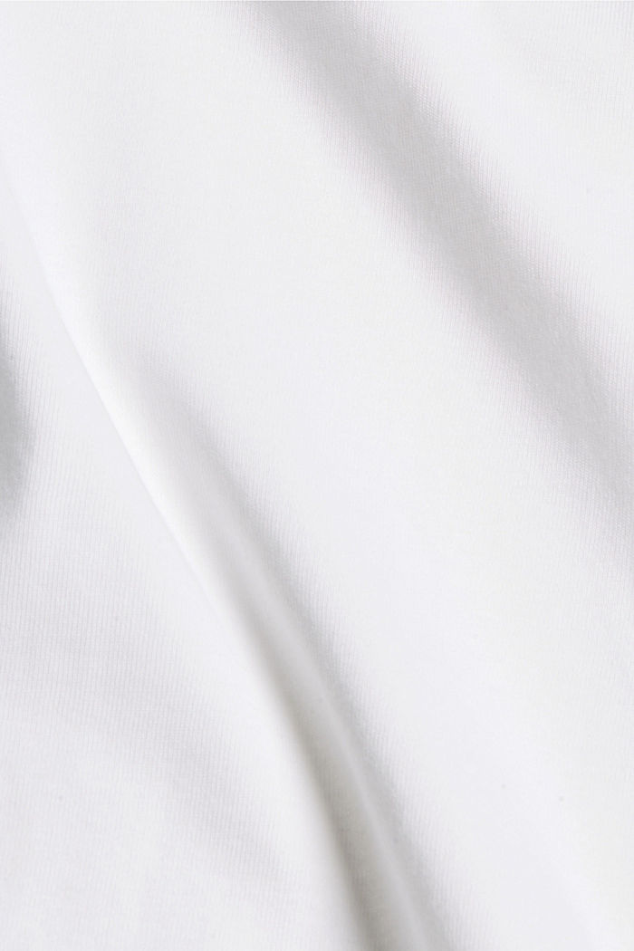 Camiseta de manga larga con cuello mao, 100 % algodón ecológico, WHITE, detail image number 4