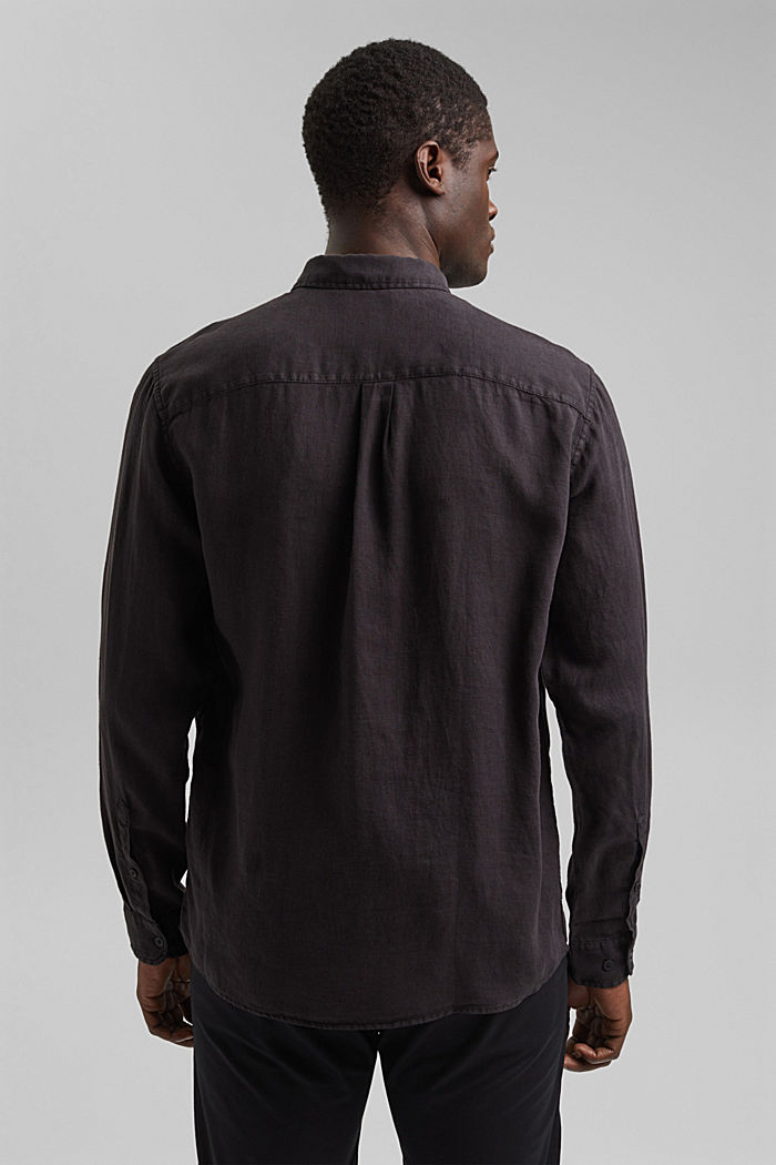 Button-down shirt made of 100% linen, BLACK, detail image number 3