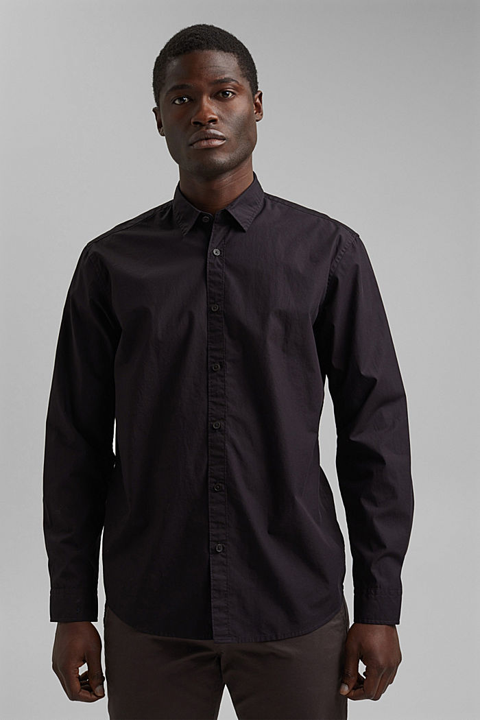 Overhemd van 100% biologisch pima katoen, BLACK, detail image number 0