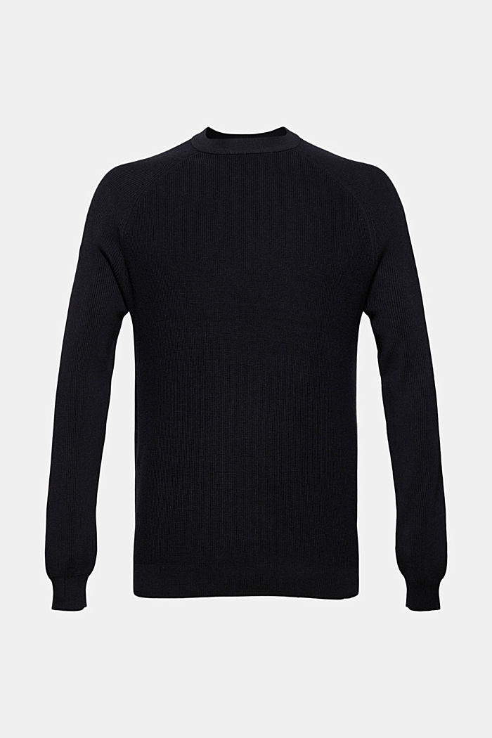 Jersey de punto de canalé en 100 % algodón, BLACK, detail image number 6