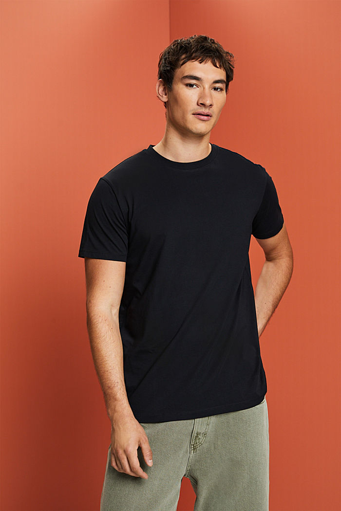 Jersey-T-Shirt aus 100% Organic Cotton, BLACK, overview
