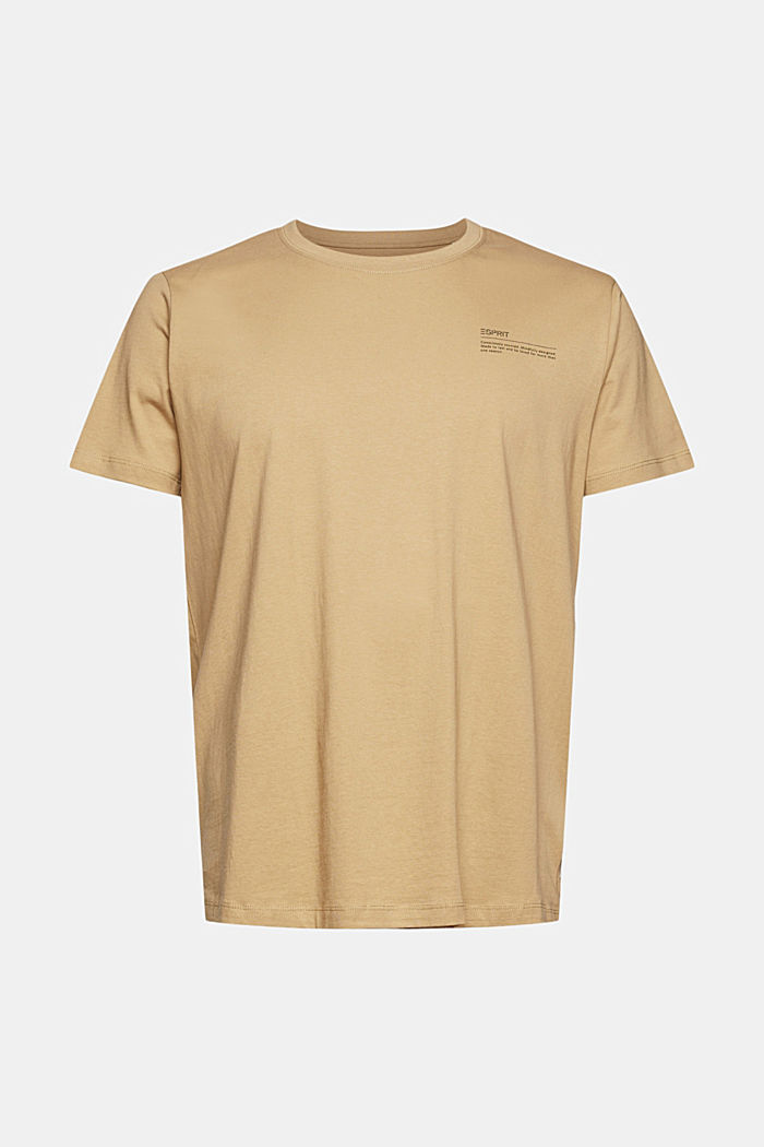 Jersey T-shirt met print, 100% biologisch katoen, BEIGE, overview
