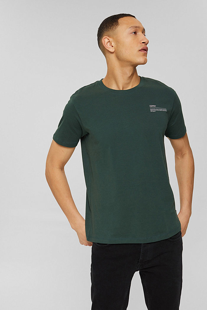 T-shirt en jersey doté d´un imprimé, 100 % coton bio, TEAL BLUE, overview