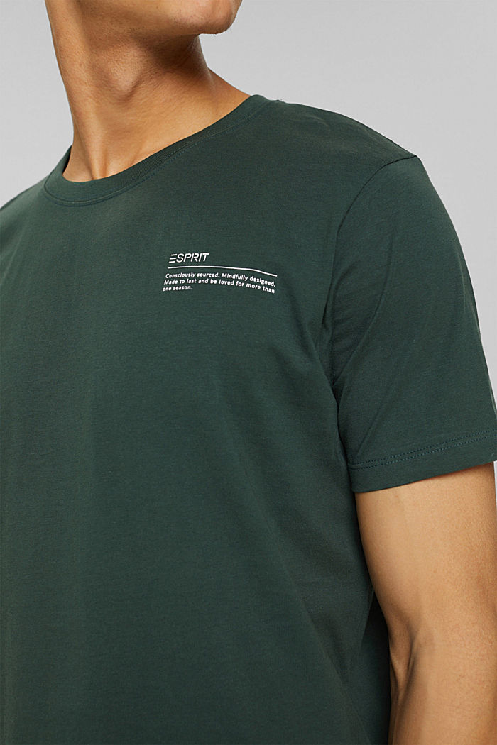 Jersey T-shirt met print, 100% biologisch katoen, TEAL BLUE, detail image number 1