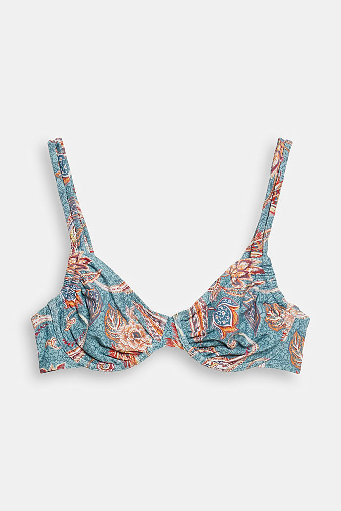 Recycled: underwire bikini top with a print