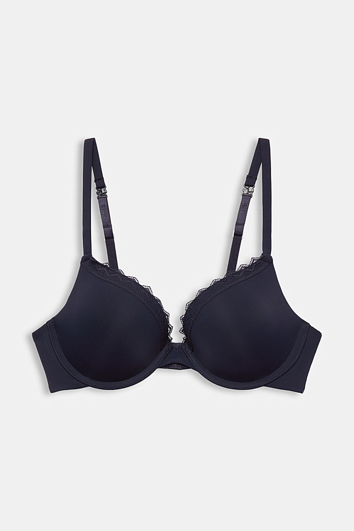 Gerecycled: push-up-bh met kant, NAVY, overview