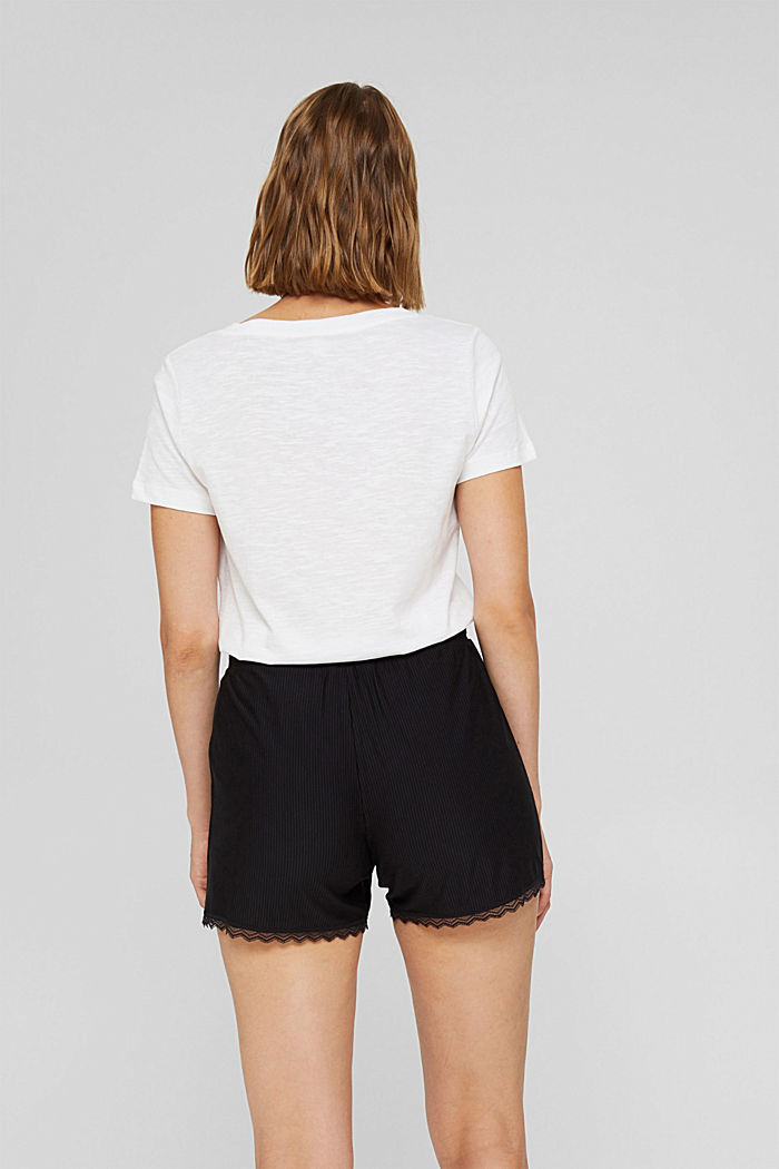 Pyjama-Shorts mit Spitze, LENZING™ ECOVERO™, BLACK, detail image number 3
