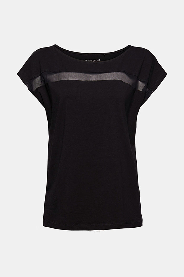 Active-Shirt mit Mesh-Einsatz, Organic Cotton, BLACK, detail image number 7