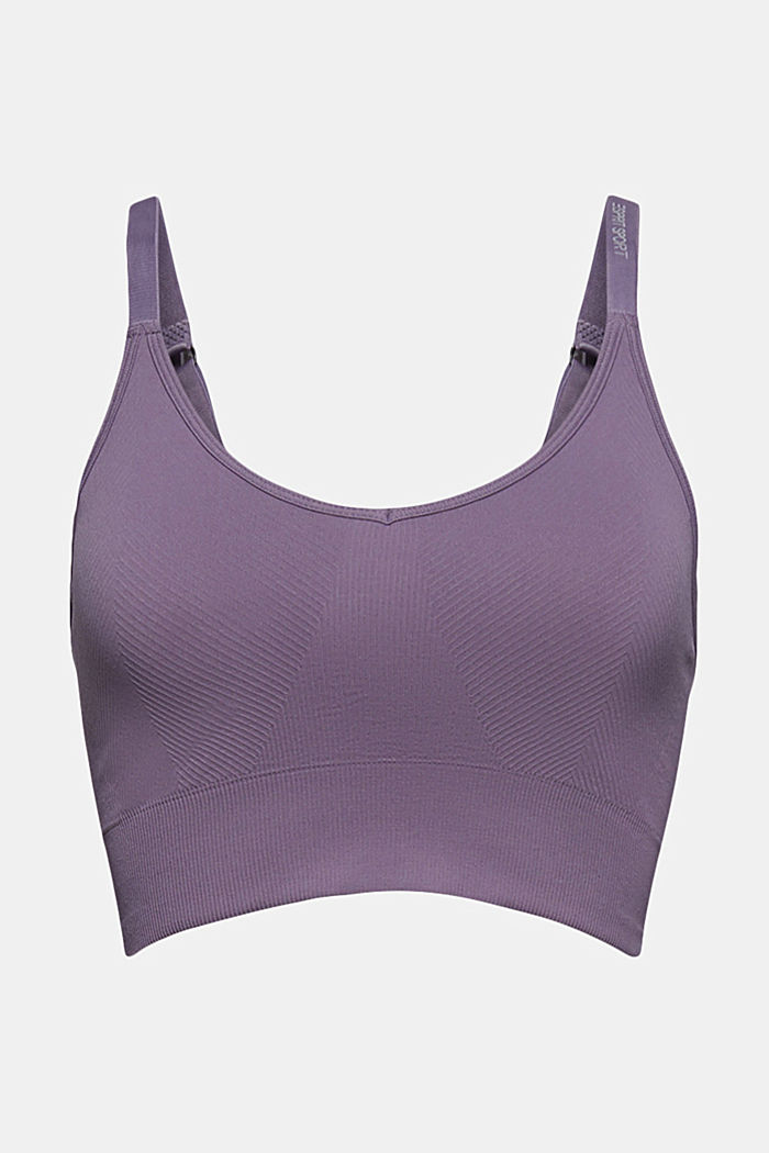 Recycled: seamless sports bra, MAUVE, overview