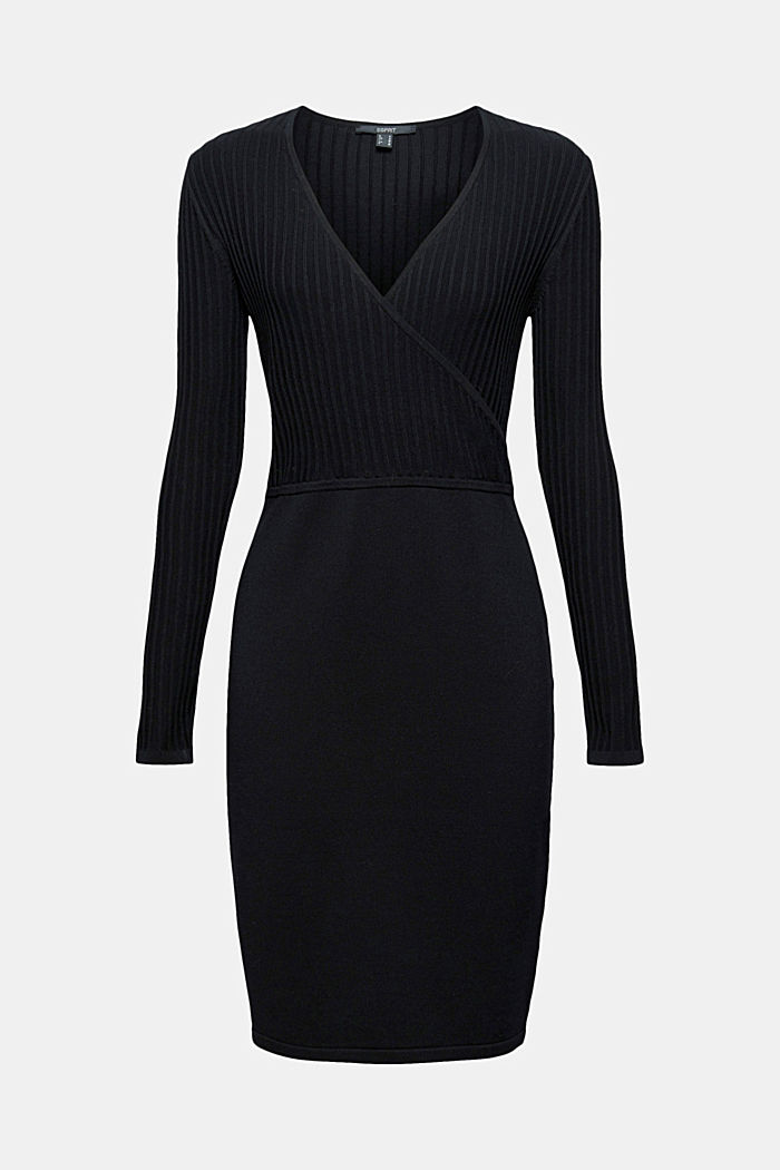 Gebreide jurk met LENZING™ ECOVERO™, BLACK, detail image number 7