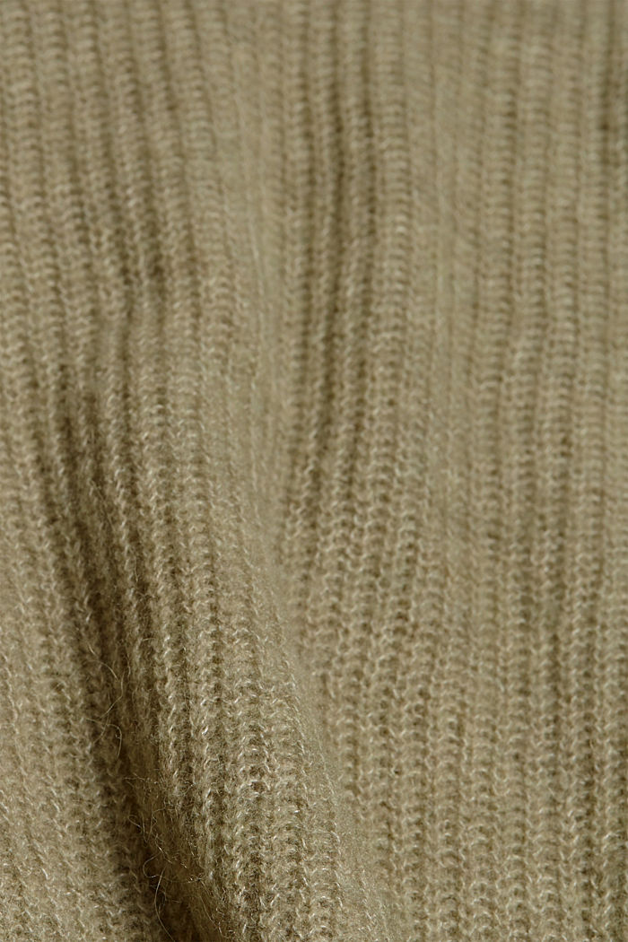 Met wol/alpacawol: vest van ribbreisel, LIGHT KHAKI, detail image number 4