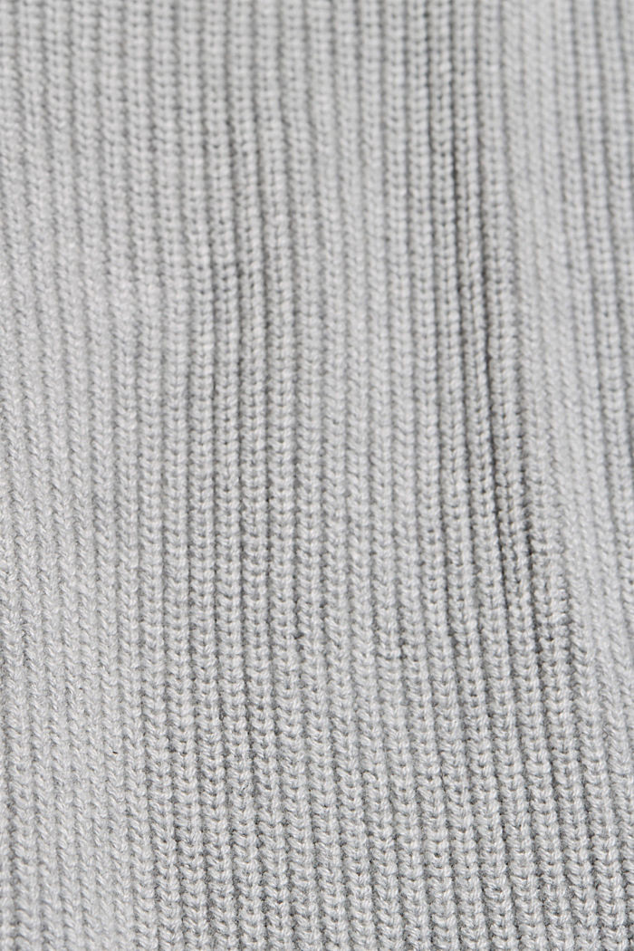 Met wol/kasjmier: Fijngebreide trui van biologisch katoen, LIGHT GREY, detail image number 4