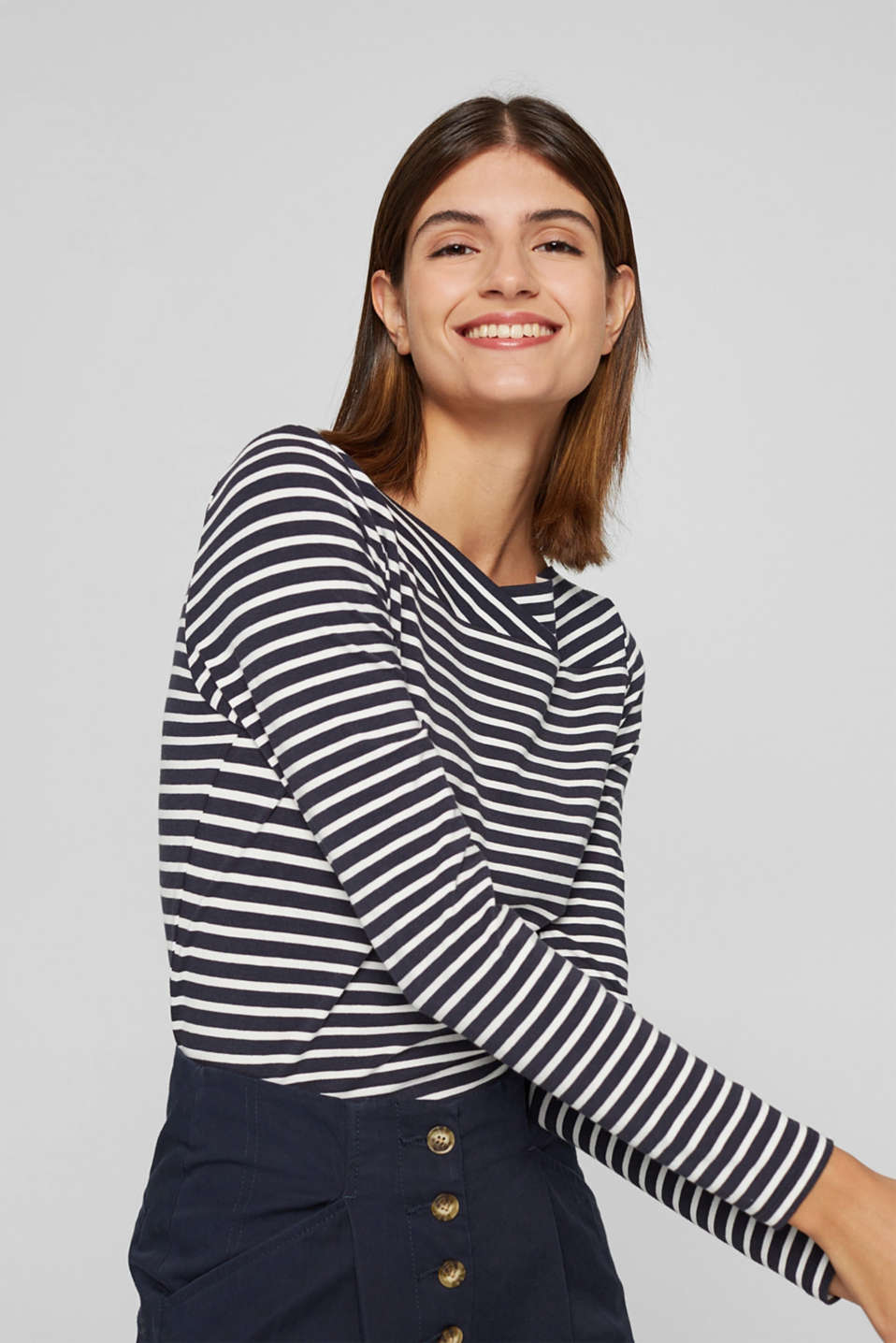 Esprit - Van TENCEL™/modal: gestreept shirt kopen in de online shop