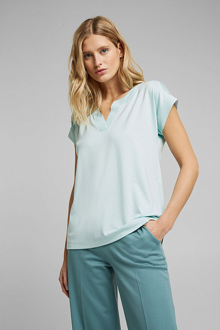 Lyocell blend T-shirt with chiffon details