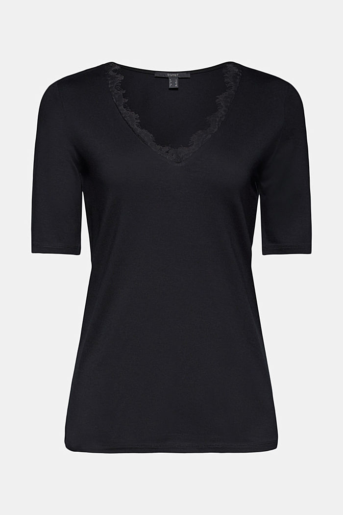 Jersey shirt met LENZING™ ECOVERO™, BLACK, detail image number 6