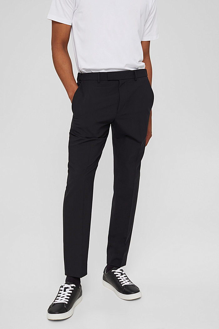Laine éco-responsable : Pantalon à ceinture élastique, BLACK, detail image number 0