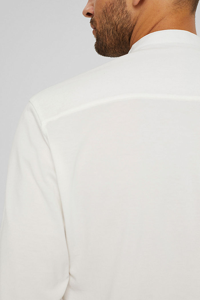 Piqué long sleeve top, mercerised organic cotton, OFF WHITE, detail image number 1