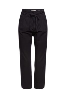 EDC Pantalon à pinces ceinturé, coton Pima