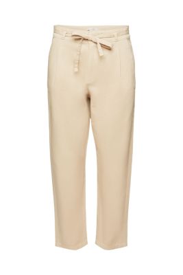 EDC Pantalon à pinces ceinturé, coton Pima
