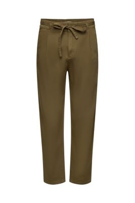EDC Pantalon à pinces ceinturé, coton Pima