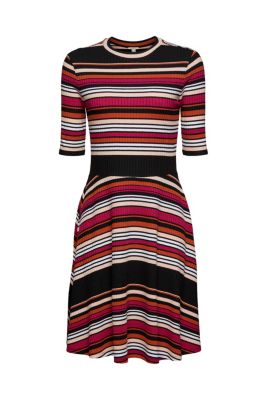 EDC Robe en jersey côtelé à rayures