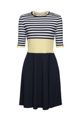 EDC Robe en jersey côtelé à rayures