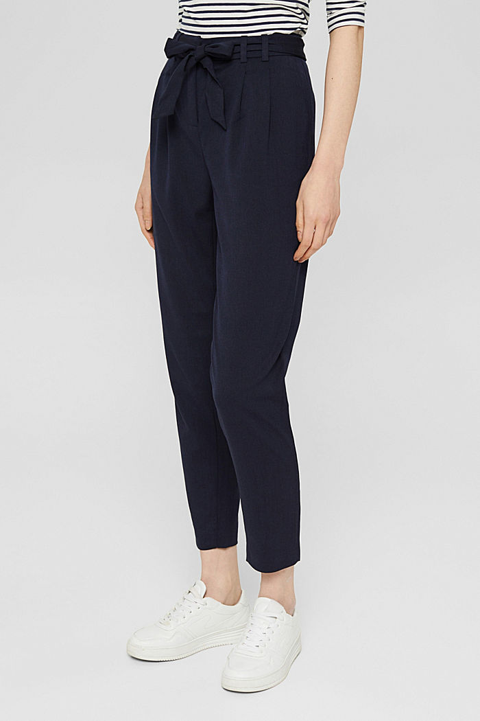 Pants woven high waist level tapered, NAVY, detail image number 0