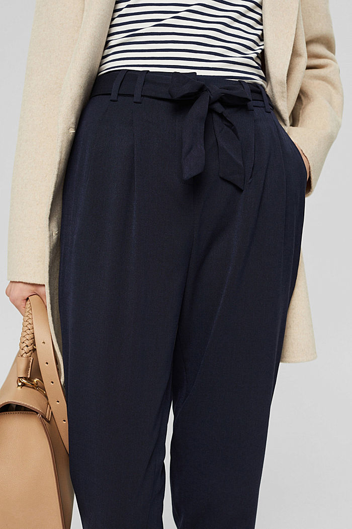 Pants woven high waist level tapered, NAVY, detail image number 2