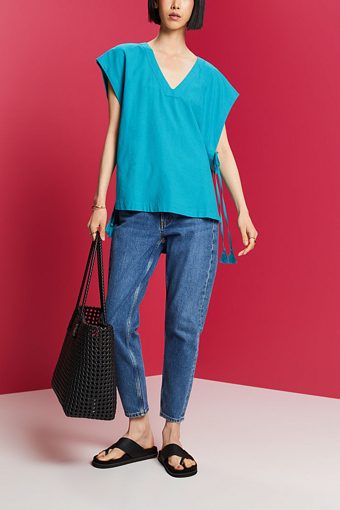 High-waisted mom jeans, BLUE MEDIUM WASHED, detail-asia image number 2