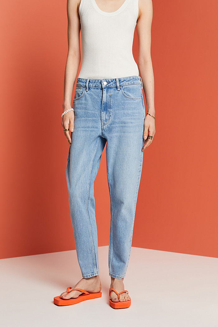 High-rise mom fit jeans, BLUE LIGHT WASHED, detail-asia image number 0