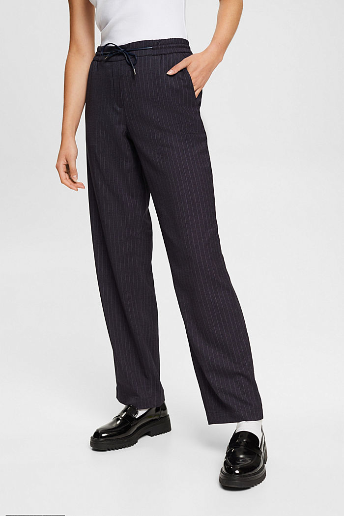 Mid-rise pinstriped jogger style trousers, NAVY, detail-asia image number 0