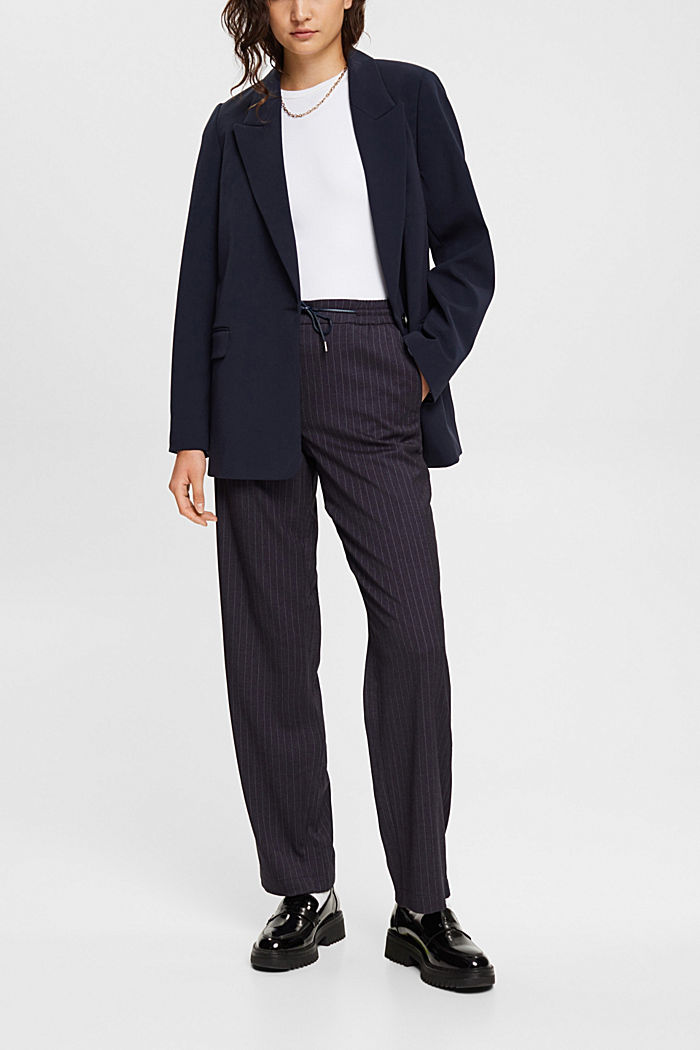 Mid-rise pinstriped jogger style trousers, NAVY, detail-asia image number 1