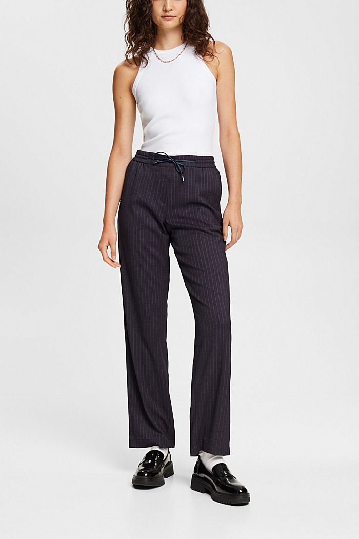 Mid-rise pinstriped jogger style trousers, NAVY, detail-asia image number 5