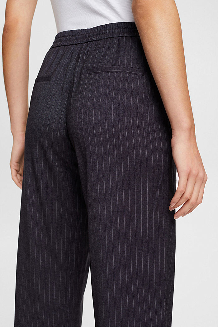 Mid-rise pinstriped jogger style trousers, NAVY, detail-asia image number 4