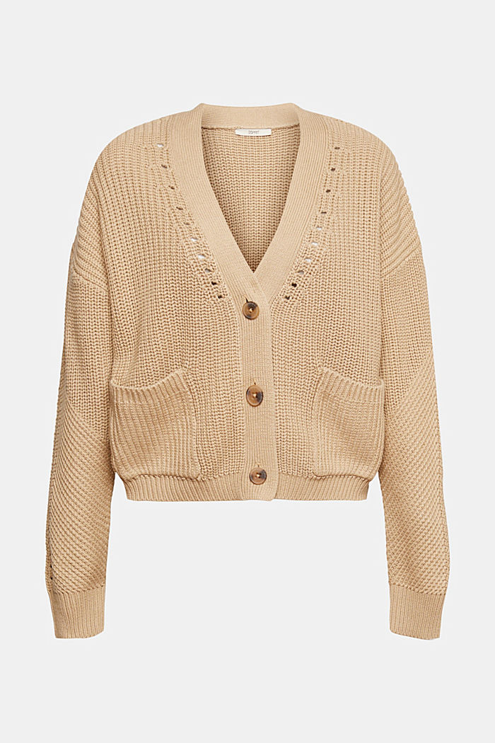 Chunky-knit cotton blend cardigan, SAND, detail-asia image number 6