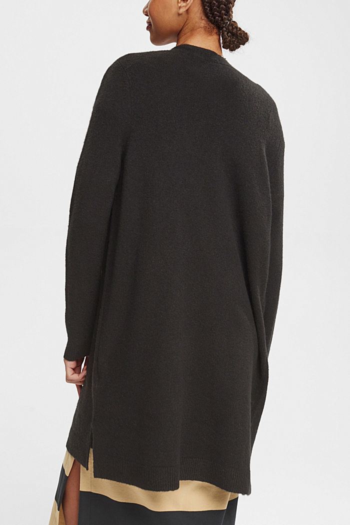 羊毛混紡：開襟針織外套, 黑色, detail-asia image number 3