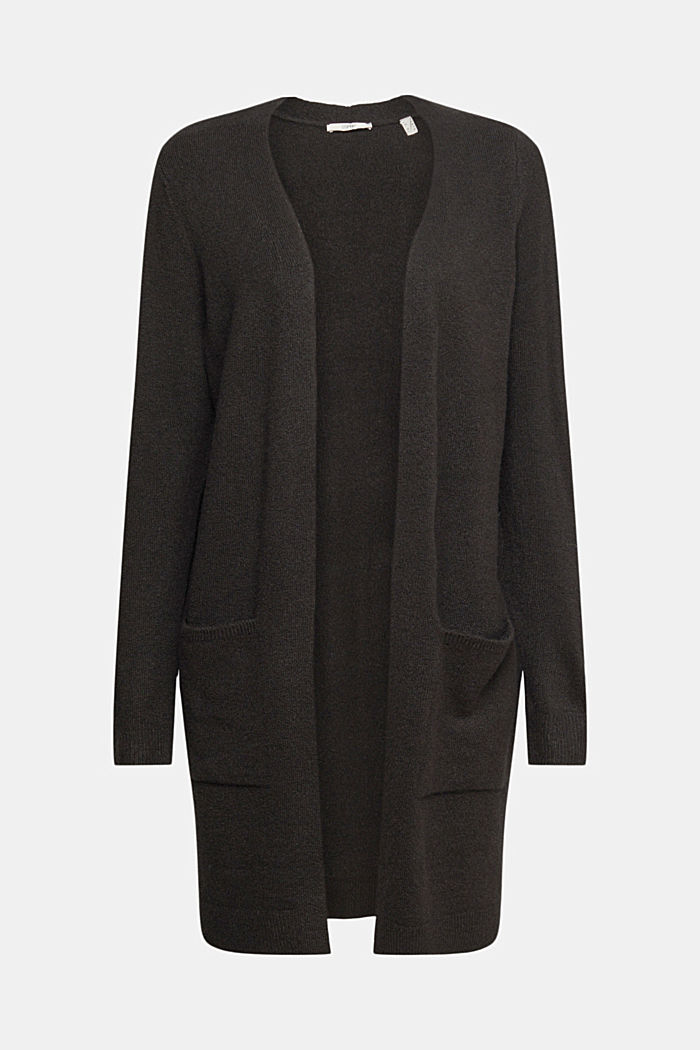 羊毛混紡：開襟針織外套, 黑色, detail-asia image number 5