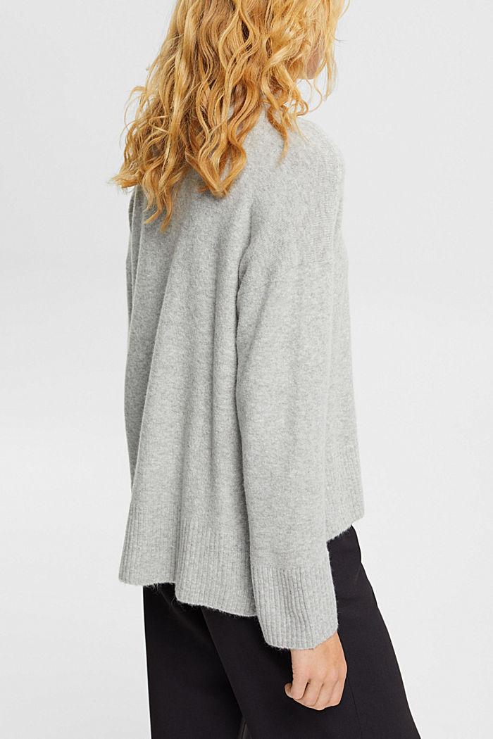 Wool blend: fluffy jumper with stand-up collar, LIGHT GREY, detail-asia image number 3